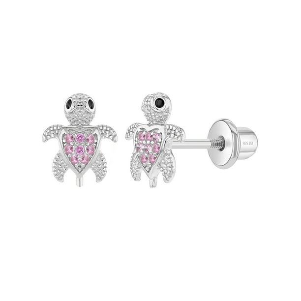 5mm Cute Flower with Cubic Zirconia Studs Earrings 925 Sterling Silver Push Back 